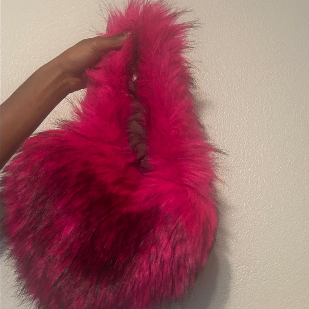 Chic Pink Faux Fur Women's Bag